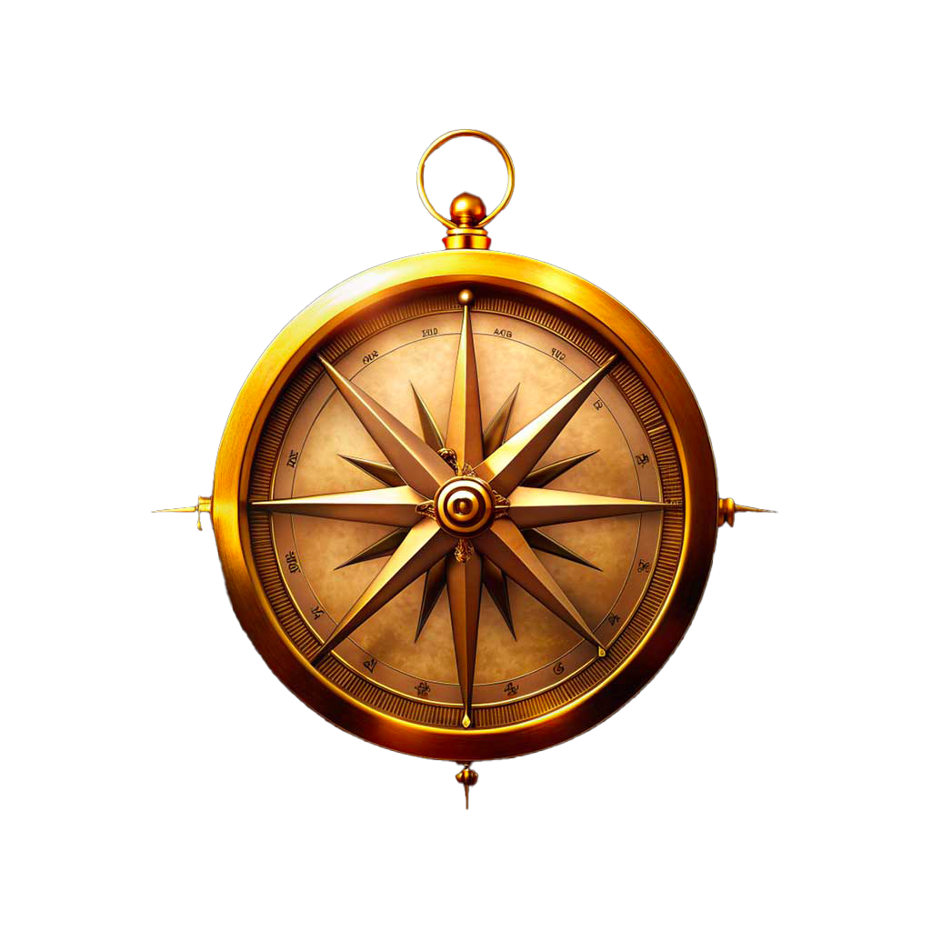 image of a gold compass